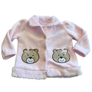 3-6‎ Month Vintage Kidget Adorable Pink Bear Long Sleeve Shirt Jacket
